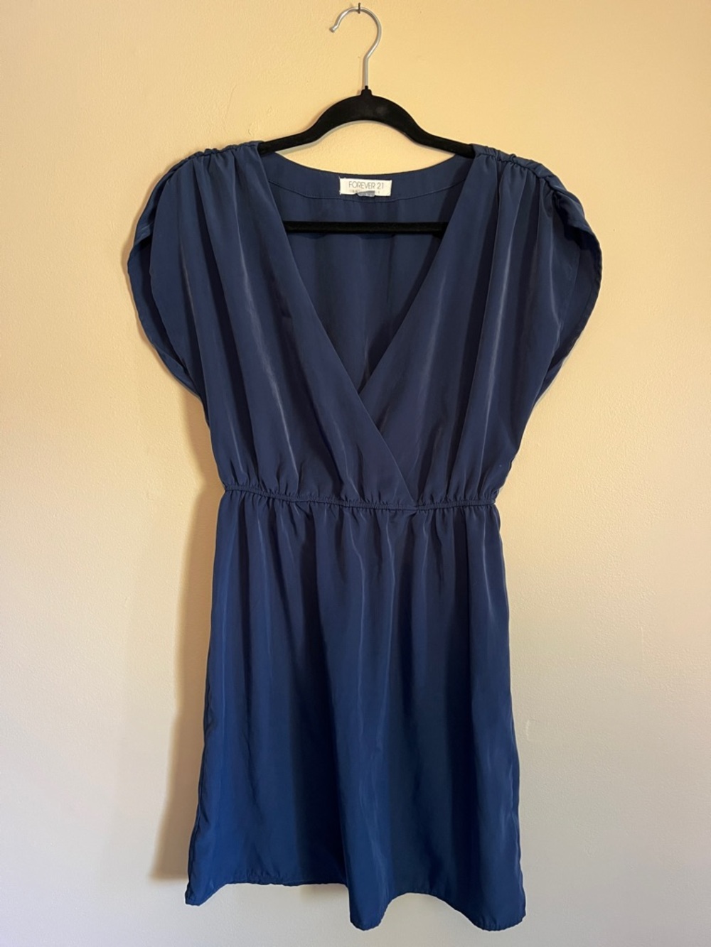 Forever 21 Navy Wrap-Style Elastic Waist Dress